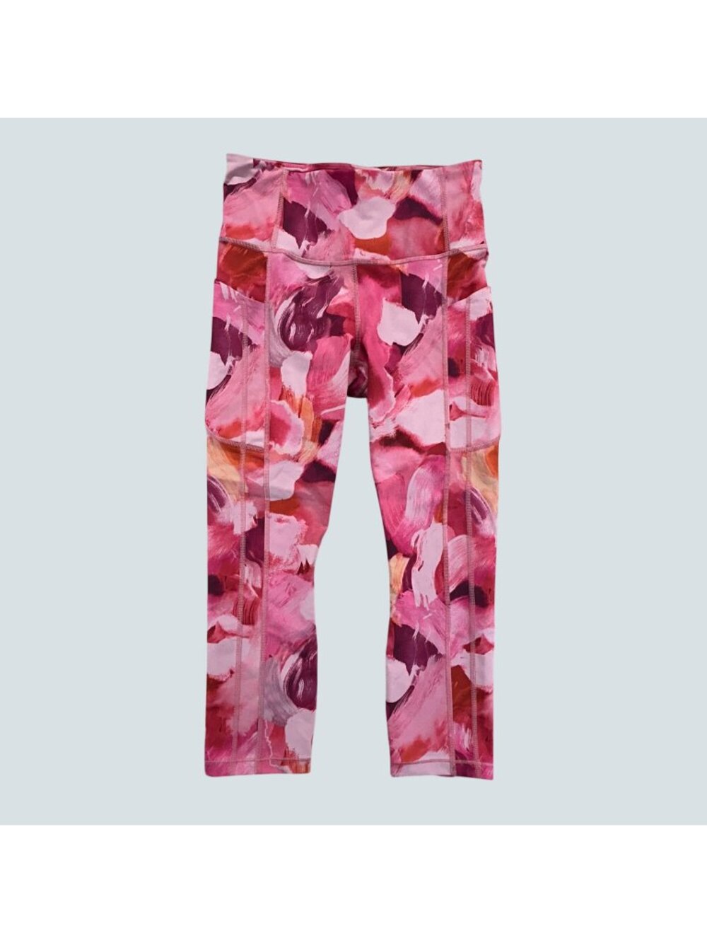 Athleta Ultimate Stash II Capri Leggings Pink Abstract Print Size S